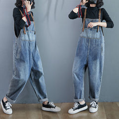 Literary Fan Real Shot Denim Ninth Harem Pants Overalls Women