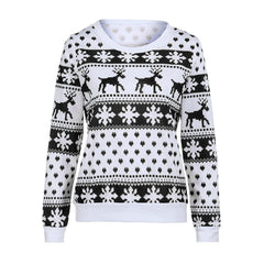 Fashion Tops Knit Christmas Snow Deer Autumn Winter Long Sleeve Jumper Womens