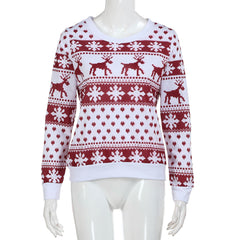 Fashion Tops Knit Christmas Snow Deer Autumn Winter Long Sleeve Jumper Womens