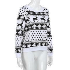 Fashion Tops Knit Christmas Snow Deer Autumn Winter Long Sleeve Jumper Womens