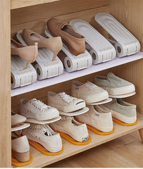 Plastic Double Layer Integrated Adjustable Shoe Rack Storage