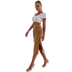 Ladies Skirts Women's Dresses Cross Drawstring Hips