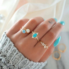 11-Piece Minimalist Bohemian Pav'e Ring Set in 18K Gold Plating