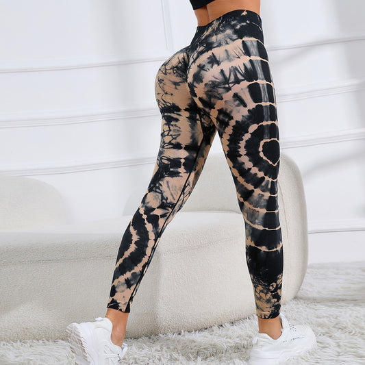 New Tie Dye Printed Yoga Pants Women Seamless High Waist Hip Lifting Fitness Running Sports Leggings