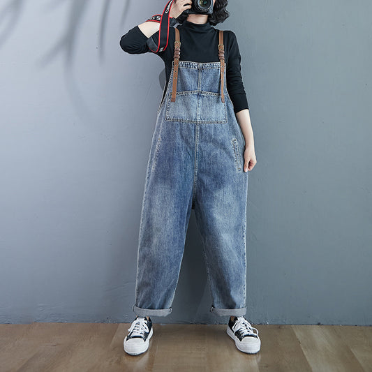 Literary Fan Real Shot Denim Ninth Harem Pants Overalls Women