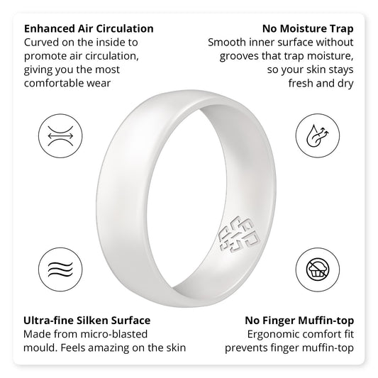 Pearl White Breathable Silicone Ring For Men and Women