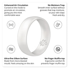 Pearl White Breathable Silicone Ring For Men and Women