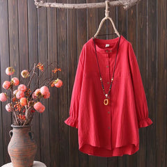 Plus Size Women's Fat m200 kg Spring Dress New Ladies Loose Large Literary Retro Three-quarter Sleeve Shirt